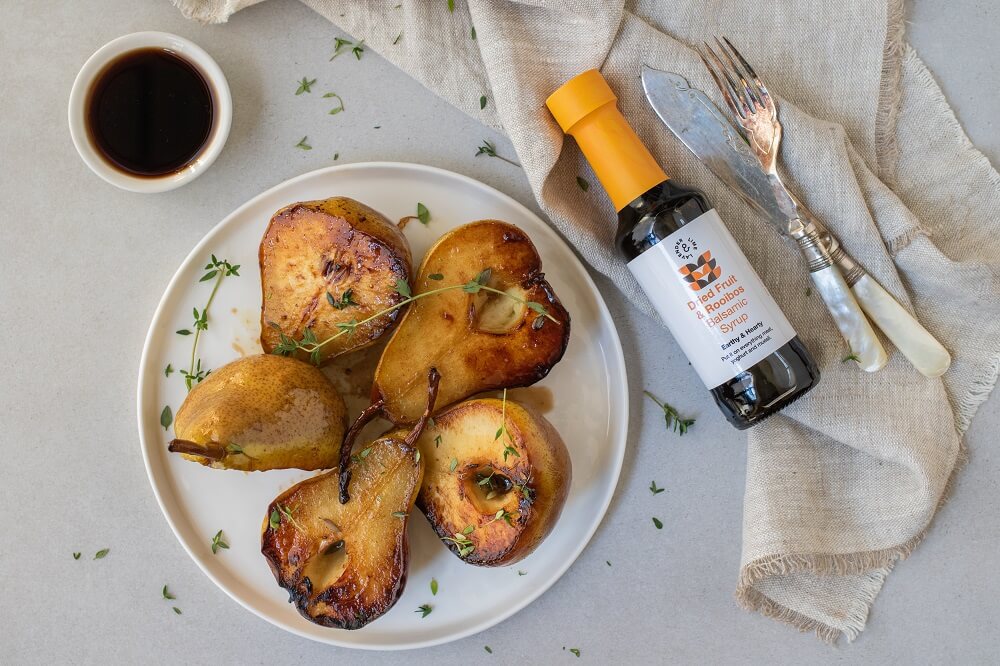 Sticky Balsamic Roasted Pears - Lavender and Lime